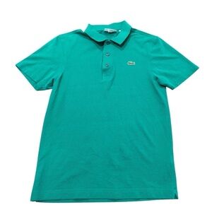 LACOSTE Slim Fit Polo Shirt Emerald Green 100% Cotton Size US Small